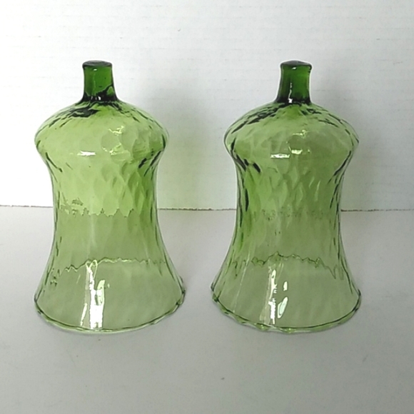 Home Interiors Vintage Green Glass Diamond Ruffled Edge Hand Blown Votives - Picture 3 of 8